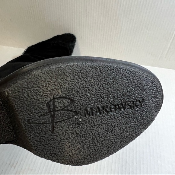 B Makowsky Black Suede Over the Knee Wedge Boots SZ 8M - Picture 9 of 10